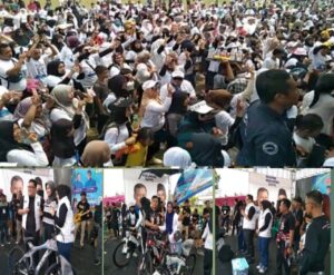 Jalan Sehat dan Senam Masal, Lautan Manusia Banjiri Lapangan Kalimas Dukung Paslon Nomer 2.