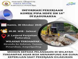 PDAM Tirta Mulia Pemalang Lakukan Perbaikan Pipa DN 14, Pelanggan Dihimbau Menampung Air.
