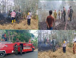 Sinergi Petugas dan Warga Padamkan Kebakaran Lahan Bambu di Mandiraja Pemalang